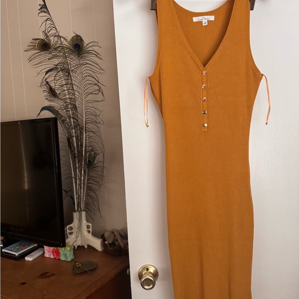 Love Tree Mustard Midi Dress